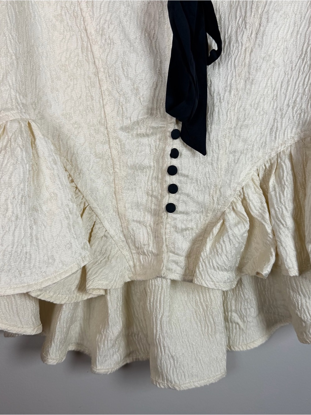 Free People Women's Pamela Bow Top Ivory White Alyssum Frilly Blouse Size Medium - Picture 5 of 11